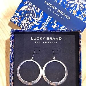 Lucky Brand Hoop Earrings with Tiny Star Details--NEW in Box